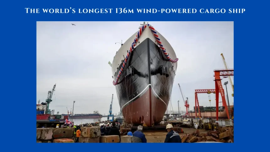 The world’s longest 136m wind-powered cargo ship