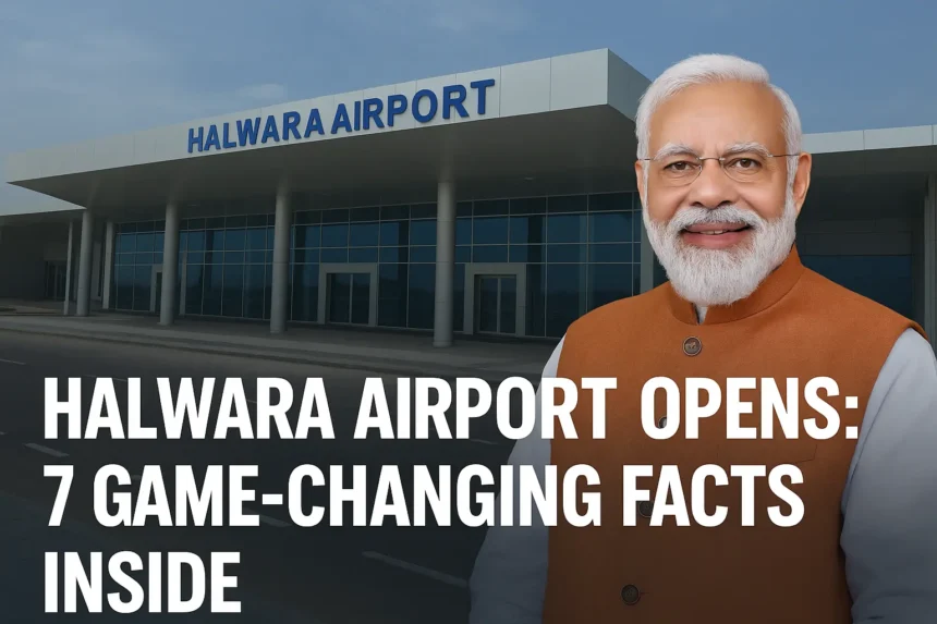 PM Modi to inaugurate Halwara Airport terminal on July 27; new image shows terminal with Modi and bold headline about 7 game-changing facts inside.