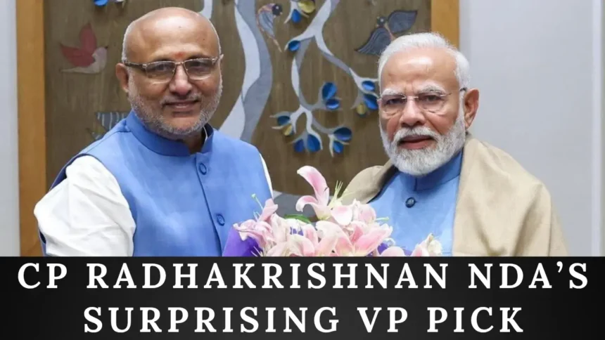 CP Radhakrishnan with PM Modi after being announced as NDA’s surprising Vice Presidential pick, highlighting BJP’s big political move.
