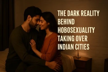 Couple in a romantic room setting, symbolizing hobosexuality in India’s cities where love and housing needs intertwine.